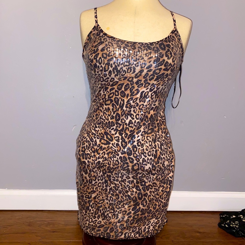 Sequin Cheetah Print Dress